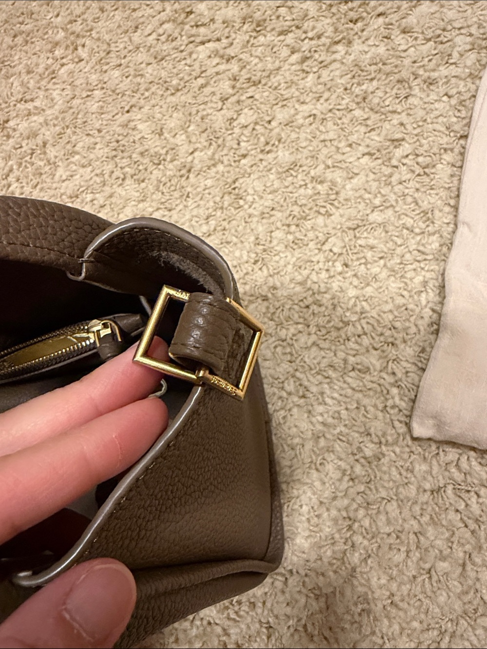 Songmont Pebbled Leather tote Bag in Taupe - Picture 5 of 7